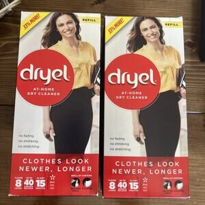 (2) Dryel At-home Dry Cleaner Refills Kit Booster Spray & Cloths (8 Loads Each)